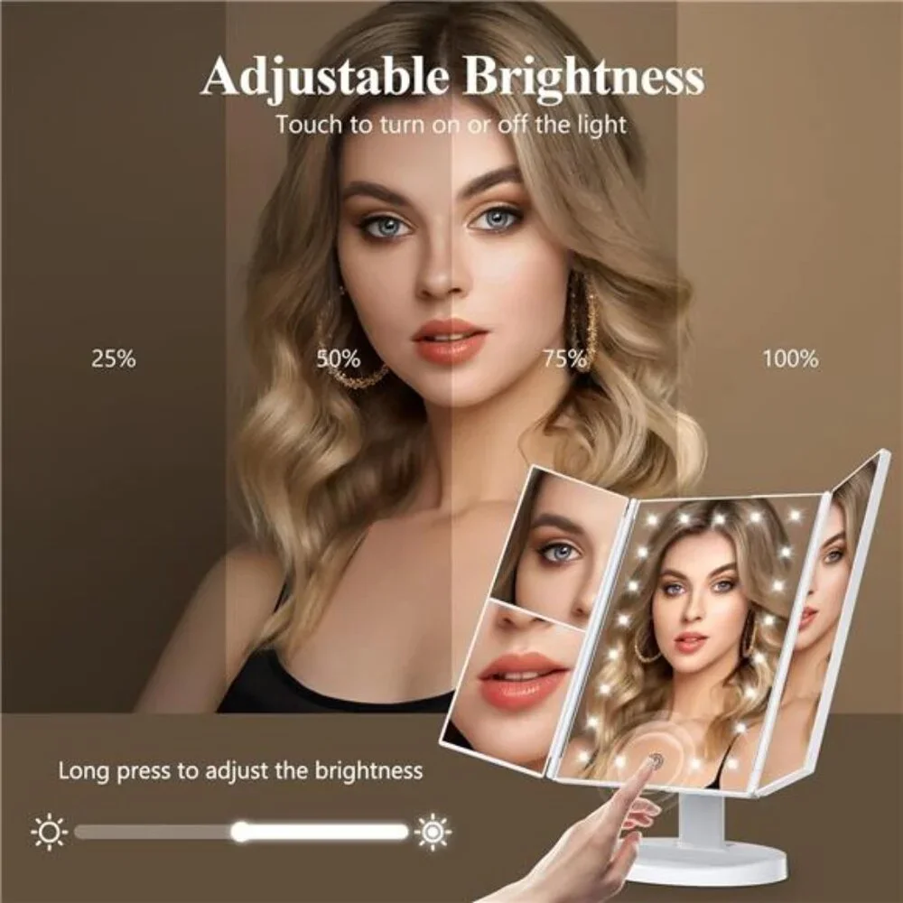 Makeup Mirror Vanity Mirror with Lights, 2X, 3X, 10X Magnification,Touch Control
